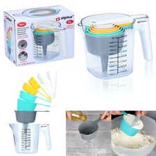 Juego de 9 jarras medidoras de plástico apilables cucharas utensilios de cocina