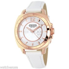 Reloj Coach 14501601 Mujer Pequeño Novio Tono Oro Rosa Cuero Blanco