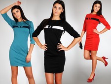 Vestido de cóctel elegante para mujer con lazo estilo túnica ceñido al cuerpo talla 8-14 FA61