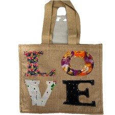 Bolso de Mano Cola de Milano LOVE Grande 16 X 14 Country Boho Estilo Hippie Aspecto Envejecido