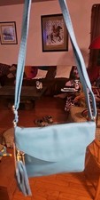 Bolso de hombro para mujer L'Artigiano Vera Pelle cuero italiano azul aguamarina