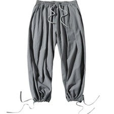 Hombres Étnico Algodón Lino Pantalones Sueltos Pantalones Bloomer Cintura Elástica Cordón