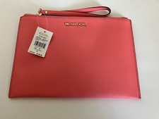 Michael Kors Jet Set Viaje Cremallera Bolso sin asas Muñequera Cuero Equipaje Pomelo Nuevo con etiquetas