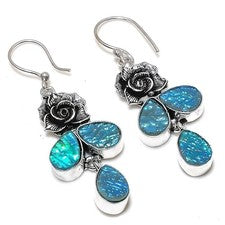 Pendiente de joyería de plata esterlina 925 hecho a mano con piedras...