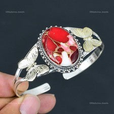 Brazalete Mariposa Turquesa Cobre Mohave Rojo Natural Kingman Joyería Plata 925