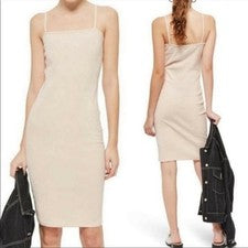 Nuevo con etiquetas Vestido ajustado estilo camiseta sin mangas rubor hasta la rodilla Topshop para mujer talla 8