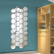 Pegatinas de espejo hexagonales para estilo de hogar moderno forma hexagonal única