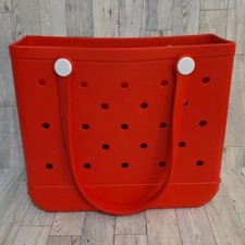 Bolso de Playa Grande Rojo Impermeable Goma Viaje Comprador Mujer’s Bolso de Mano 13.5 X 12