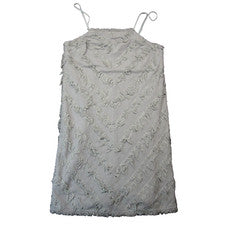 Mini Vestido con Flecos Very J Boho para Mujer S Gris-Verde Correa de Espagueti Boho Fairy NUEVO