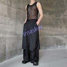 Hombres Pantalones Jacquard Pierna Ancha Pantalón Diseño Recto Informal Moda Retro Chic
