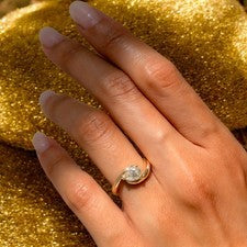 Anillo de Diamantes Oro Laboratorio Crecido Diseñador 14k Amarillo E F VVS IG...