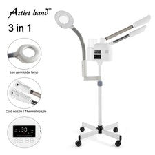 Nuevo vaporizador facial de ozono UV caliente/frío 5X lámpara de aumento LCD belleza spa cuidado de la piel