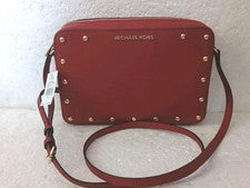 Bolso Bandolera Michael Kors Sandrine Stud LG EW Cuero Saffiano Rojo Escarlata