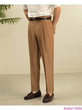 Pantalones de vestir largos informales de moda vintage sin arrugas rectos Hollywood para hombre