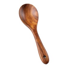 Cuchara ensalada de madera de acacia hecha de teca sostenible 26 cm utensilio acabado natural