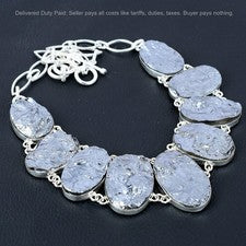 Oferta de Año Nuevo Plata Esterlina Shungita Piedra Áspera Cadena Madre Collar Joyería