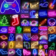 USB/Batería LED Letrero de Neón Luz Colgante de Pared Niños Lámpara de Mesita de Noche Iluminación Decoración Reino Unid