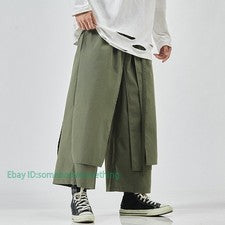 Moda Japonesa Para Hombres Sueltos Pierna Ancha Pantalones Sueltos Noveno Pantalones Informales Nuevos
