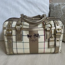 Cartera Coach Heritage Rayas Tattersall Dorado XL 13040 Cuadros, Metálica Nueva Sin Etiquetas
