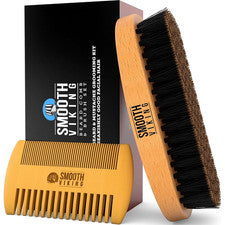 Cepillo y peine barba cerdas natural hombres cuidado facial bigote peinar set