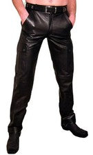 Nuevo Pantalón de Cuero Para Hombre Negro Real Piel de Cordero Cuero Jeans Estilo Pantalón