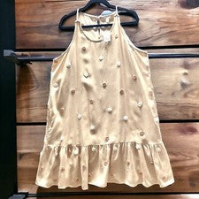 CATO Taupe Malva Solero Estilo Columpio Con Bolsillos Y Pelusa Pompones Para Mujer’s XL NUEVO