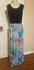Maxi Vestido Clásico Moda Para Mujer Verano Negro y Mandala Talla XL