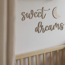 Letrero de madera Sweet Dreams pasillo casa puerta pared decoración letras pegatina negra