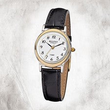 Regent Reloj Pulsera De Cuero Para Mujer F-014 Cuarzo Correa Negra URF014