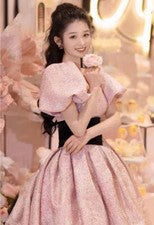 Vestido de princesa línea A para mujer vestido de baile corte cuadrado cuello manga burbuja Hubble
