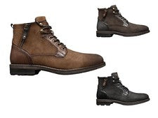Hombres Gamuza Cuero Botines Con Cordones Cierre de Cremallera Informales Zapatos de Trabajo Talla UK