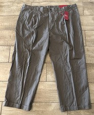 Pantalones de vestir Oleg Cassini para hombre plisados grandes y altos talla 52x30 puños topo nuevos con etiquetas