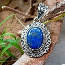 Hermosa piedra preciosa de lapislázuli de plata de ley 925 hecha a mano Pandant B-53