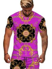 Camiseta Novedad Moda Cadena Dorada Casual Manga Corta