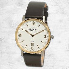 Regent Hombre Reloj Analógico Pulsera de Cuero De Negro