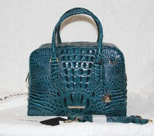 ❤️ Bolso de mano Brahmin Marissa verde azulado enebro Melbourne de cuero nuevo con etiquetas