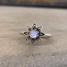 Anillo de piedra lunar natural de plata de ley 925 real joyería hecha a mano