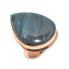 Anillo de joyería de cobre con piedras preciosas de labradorita talla 8 regalo para ella Z878