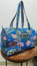 Bolsas de algodón florales azules indios Bolsas de lona acolchadas Bolsos para mujer Bolsas de viaje EE. UU.