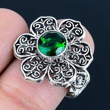 Anillo de joyería de plata esterlina 925 hecho a mano con piedras preciosas d...