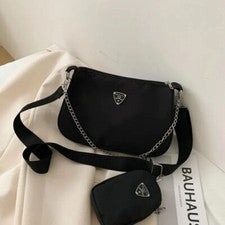 Bolso Cruzado Nailon Impermeable Para Mujer Bandolera A Cuadros a La Moda Negro