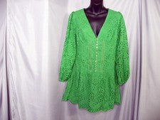 Mini Vestido CIEN NUEVO CON ETIQUETAS Para Mujer Verde Manga 3/4 Talla S Botón Delantero