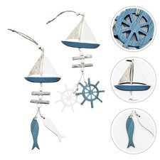 Colgante de madera estilo océano 2 piezas creativo colgante de pared decoración elegante adorno para el hogar