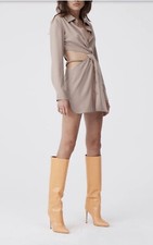 Vestido Camisa Atoir 2 Aversion Mini Dorado Marrón Corte Lateral Diseñador Ciudad $315