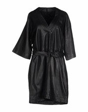 Vestido de cuero genuino negro real para mujer para boda noche cóctel fiesta