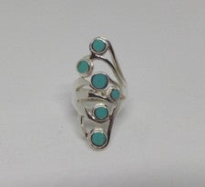 Sterling SilverTurquoise Resin Flower Design Statement Ring, Size 7,8,9available