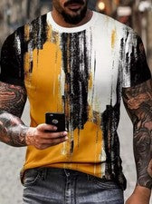 Camiseta estampada abstracto hombre moderna cómoda elástica cuello redondo