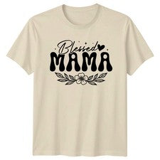 Camiseta Blessed Mama Mujer Groovy Estilo Retro Mom Life