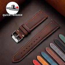 Correa de reloj de cuero de vaca Crazy Horse de calidad correa de cuero genuino de liberación rápida 14-24
