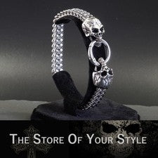 Pulsera Calavera Acero Inoxidable Plata Calavera Steampunk Biker Gótico
